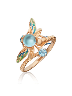 Кольцо из красного золота с эмалью/топазом р. 17 PLATINA jewelry 01-5458-00-201-1110-57
