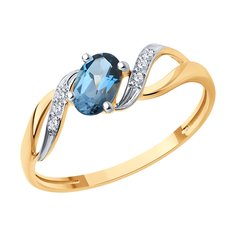 Кольцо из красного золота р. 18 SOKOLOV Diamonds 71-00029, бриллиант/топаз