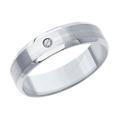 Кольцо обручальное из белого золота р. 21 SOKOLOV Diamonds 1110233-3, бриллиант