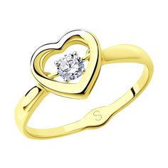 Кольцо из желтого золота с фианитом р. 18,5 SOKOLOV 018143-2