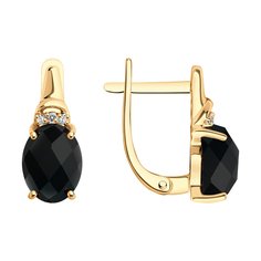 Серьги из красного золота с бриллиантом и агатом SOKOLOV Diamonds 72-00348