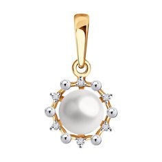 Кулон из красного золота Diamant 51-230-02099-1, бриллиант/жемчуг