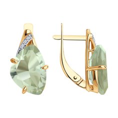 Серьги из красного золота SOKOLOV Diamonds 72-00130, бриллиант/аметист