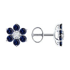 Серьги из белого золота SOKOLOV 728715-3, корунд искусственный\фианит