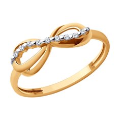 Кольцо из красного золота р. 16,5 Diamant 51-110-02063-1, фианит