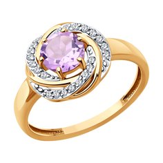 Кольцо из красного золота р. 17,5 Diamant 51-310-02281-4, фианит\аметист