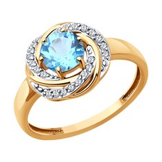 Кольцо из красного золота р. 17 Diamant 51-310-02281-1, фианит\топаз