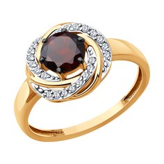 Кольцо из красного золота р. 17 Diamant 51-310-02281-2, фианит\гранат