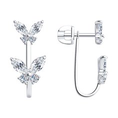 Серьги из серебра SOKOLOV 94026498, фианит