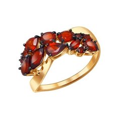 Кольцо из красного золота р. 18 SOKOLOV 714051, гранат