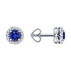 Серьги из белого золота Diamant 52-222-01772-4, бриллиант\сапфир