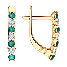 Серьги из красного золота Diamant 51-220-02325-2, бриллиант\изумруд
