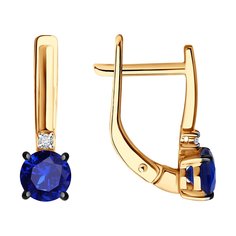 Серьги из красного золота Diamant 51-220-02297-1, бриллиант\сапфир