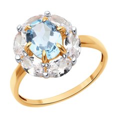 Кольцо из красного золота р. 17,5 Diamant 51-310-02291-1, фианит\топаз