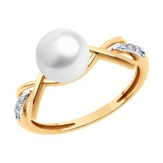 Кольцо из красного золота р. 18,5 Diamant 51-310-02356-1, фианит\жемчуг