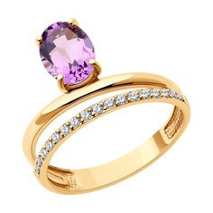 Кольцо из красного золота р. 18,5 SOKOLOV 716350, фианит\аметист