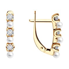 Серьги из серебра SOKOLOV 92022777, фианит\жемчуг