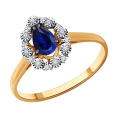 Кольцо из комбинированного золота р. 17 Diamant 51-210-01948-1, бриллиант\сапфир