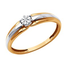 Кольцо из комбинированного золота р. 18 SOKOLOV 1012609, бриллиант