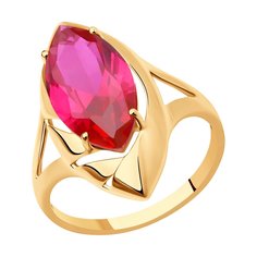 Кольцо из красного золота р. 18 SOKOLOV 714323, корунд искусственный