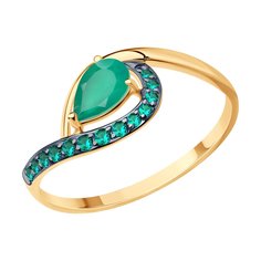 Кольцо из красного золота р. 18,5 Diamant 51-310-01703-3, фианит, агат