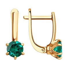 Серьги из красного золота SOKOLOV 728550, изумруд искусственный