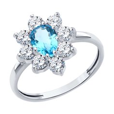 Кольцо из серебра р. 19 SOKOLOV 92014439, фианит/топаз
