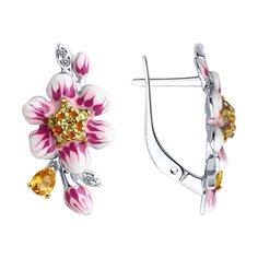 Серьги из серебра SOKOLOV 92022974, фианит/эмаль/цитрин