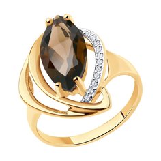 Кольцо из красного золота р. 19,5 Diamant 31-310-00966-1, фианит, раухтопаз