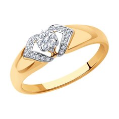 Кольцо из комбинированного золота р. 17,5 SOKOLOV 1011477, бриллиант