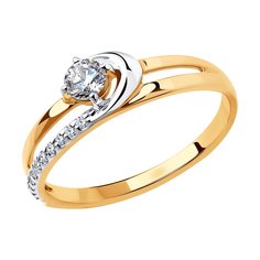 Кольцо из красного золота р. 17 Diamant 51-110-00807-1, фианит