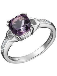 Кольцо из серебра р. 20 Ювелирочка 1064832, аметист, циркон