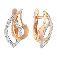 Серьги из красного золота 585Gold 302004264, фианит