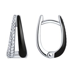 Серьги из серебра Diamant 94-120-01810-3, фианит\эмаль
