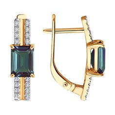 Серьги из красного золота Diamant 51-220-02342-1, бриллиант\александрит искусственный