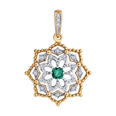 Кулон из красного золота Diamant 51-230-02410-1, бриллиант\изумруд