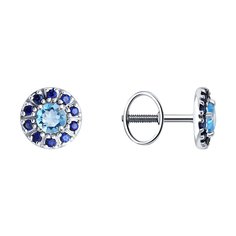 Серьги из белого золота SOKOLOV 728705-3, корунд искусственный/топаз