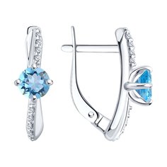 Серьги из серебра SOKOLOV 92022839, фианит/топаз