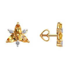 Серьги из красного золота Diamant 51-322-02329-5, фианит/цитрин