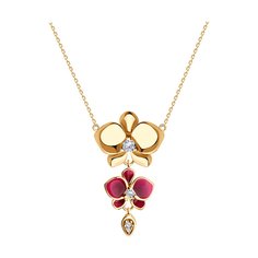 Колье из серебра 40-45 см Diamant 93-170-01974-1, фианит/эмаль