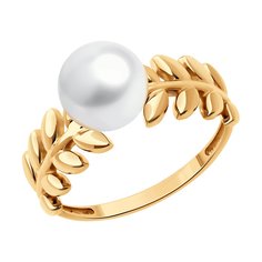 Кольцо из красного золота р. 18 SOKOLOV 791256, жемчуг