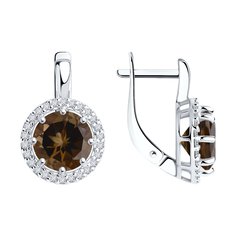 Серьги из серебра Diamant 94-320-02052-4, фианит/раухтопаз