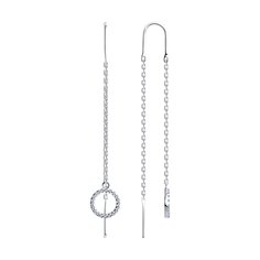 Серьги продевки из серебра SOKOLOV 94026609, фианит