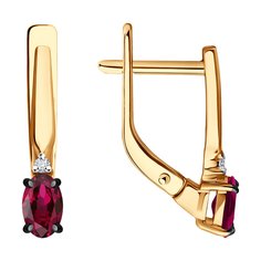 Серьги из красного золота Diamant 51-220-02400-2, бриллиант/рубин