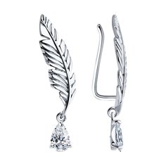 Серьги клаймберы из серебра SOKOLOV 94026408, фианит