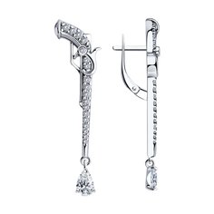 Серьги подвески из серебра SOKOLOV 94026411, фианит