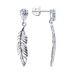 Серьги подвески из серебра SOKOLOV 94026436, фианит