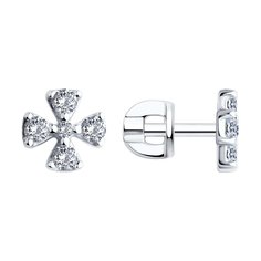 Серьги пусеты из серебра SOKOLOV 94026452, фианит