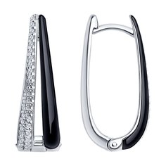 Серьги из серебра Diamant 94-120-01810-1, фианит/эмаль