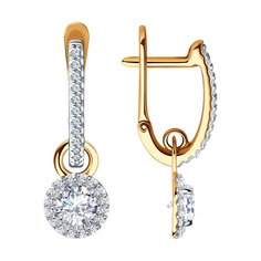 Серьги подвески из красного золота SOKOLOV 029846, фианит